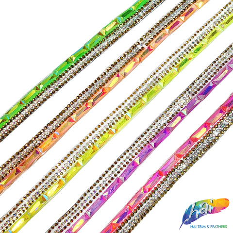 1/2" Neon AB Stone Rhinestone Iron on Trim, IRT-118