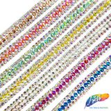 1/2" 3-row Color AB Rhinestone Iron on Trim, IRT-029