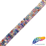 3/8" 3-Row Multicolored Rhinestone Iron on Trim, IRT-138