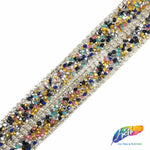 1 1/4" 2-row Chaton Crystal Rhinestone Iron On Trim w/ Cupchain Border, IRT-006