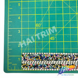 1 1/4" 2-row Chaton Crystal Rhinestone Iron On Trim w/ Cupchain Border, IRT-006