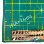 1 7/8" 2-row Peach/Gold Square Stud Iron On Trim with Chain Border, IRT-007-3