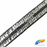 1 1/4" Black Diamond Rectangle Stud Iron On Trim w/ Chain Border, IRT-007-4