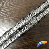 1 1/4" Black Diamond Rectangle Stud Iron On Trim w/ Chain Border, IRT-007-4