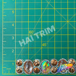 1 1/8" Peach/Peach AB Oval/Round Colored Iron on Trim, IRT-011