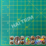 1 1/8" Peach/Peach AB Oval/Round Colored Iron on Trim, IRT-011