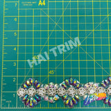 SALE! 1 3/4” Rhinestone Flower Plastic Iron on Trim, IRT-014