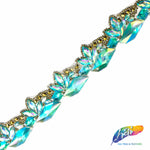 1 3/4" Multicolored Resin Iridescent Stone Iron on Trim, IRT-017-1