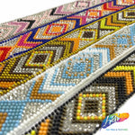 1" Multicolored Chevron Beaded Rhinestone Iron on Trim, IRT-022