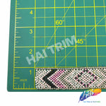 1" Multicolored Chevron Beaded Rhinestone Iron on Trim, IRT-022