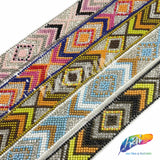 1" Multicolored Chevron Beaded Rhinestone Iron on Trim, IRT-022