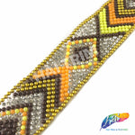 1" Multicolored Chevron Beaded Rhinestone Iron on Trim, IRT-022