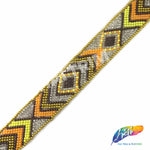 1" Multicolored Chevron Beaded Rhinestone Iron on Trim, IRT-022