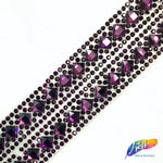 1 1/8" 2-row Diamond Crystal Rhinestone Iron on Trim, IRT-005