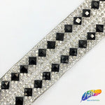 1 1/8" 2-row Diamond Crystal Rhinestone Iron on Trim, IRT-005