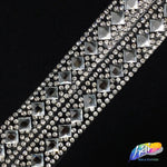 1 1/8" 2-row Diamond Crystal Rhinestone Iron on Trim, IRT-005