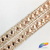 1 1/8" 2-row Diamond Crystal Rhinestone Iron on Trim, IRT-005