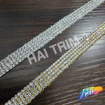 3/8" Crystal Rhinestone Iron on Trim with Beads, IRT-060