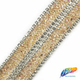 1 1/4" 2-row Chaton Crystal Rhinestone Iron On Trim w/ Cupchain Border, IRT-006