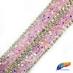 1 1/4" 2-row Chaton Crystal Rhinestone Iron On Trim w/ Cupchain Border, IRT-006