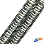 1 1/4" Black Diamond Rectangle Stud Iron On Trim w/ Chain Border, IRT-007-4