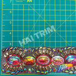 2 1/2” Multicolored Stone Medallion Iron on Trim, IRT-078