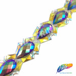 1 1/4" Purple AB/Yellow AB Teardrop Iron on Trim, IRT-080-1