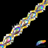 1 1/4" Purple AB/Yellow AB Teardrop Iron on Trim, IRT-080-1