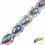 1 1/4" Purple AB/Yellow AB Teardrop Iron on Trim, IRT-080-1