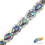 1 1/4" Purple AB/Yellow AB Teardrop Iron on Trim, IRT-080-1