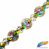 1 1/4” Multicolor Resin Stone Diamond Iron on Trim, IRT-083