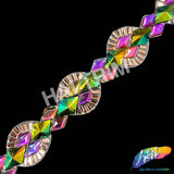 1 1/4” Multicolor Resin Stone Diamond Iron on Trim, IRT-083