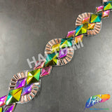 1 1/4” Multicolor Resin Stone Diamond Iron on Trim, IRT-083
