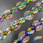 1 1/4” Multicolor Resin Stone Diamond Iron on Trim, IRT-083