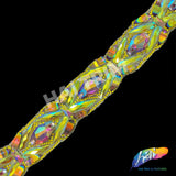 1 3/8” Neon Yellow AB/Purple AB Resin Stone Iron on Trim, IRT-096