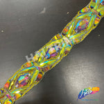 1 3/8” Neon Yellow AB/Purple AB Resin Stone Iron on Trim, IRT-096