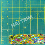 1 3/8” Neon Yellow AB/Purple AB Resin Stone Iron on Trim, IRT-096