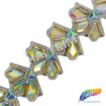 2 7/8" Crystal AB/Gold Gold Resin Stone Iron On Trim, IRT-102