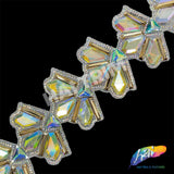 2 7/8" Crystal AB/Gold Gold Resin Stone Iron On Trim, IRT-102