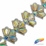 2 7/8" Crystal AB/Gold Gold Resin Stone Iron On Trim, IRT-102