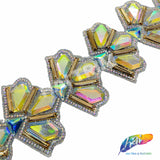 2 7/8" Crystal AB/Gold Gold Resin Stone Iron On Trim, IRT-102