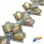 2 7/8" Crystal AB/Gold Gold Resin Stone Iron On Trim, IRT-102