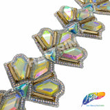 2 7/8" Crystal AB/Gold Gold Resin Stone Iron On Trim, IRT-102