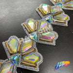 2 7/8" Crystal AB/Gold Gold Resin Stone Iron On Trim, IRT-102