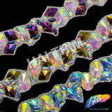 1 3/4" Multicolored Iridescent Clustered Iron on Trim, IRT-104