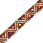 1 1/4" Colorful Beaded Iron On Trim , IRT-110
