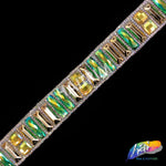 1 1/4" Multicolored Rectangle Stone Iron on Trim, IRT-113