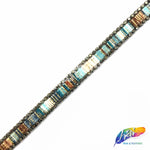 3/8" Multicolored Embroidery Iron On Trim with Rhinestone Border, IRT-117