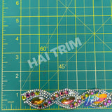 1" Braided Multicolor (Peacock) Colored Rhinestone Iron on Trim, IRT-121