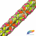 2 1/4" Multicolored Neon Stone Iron on Trim,  IRT-123